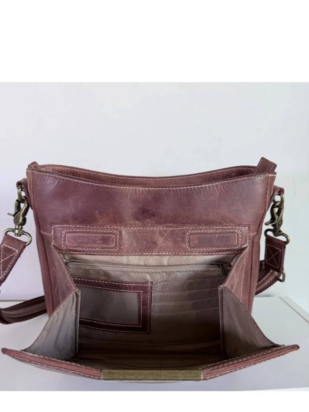 Women's Dusty Rose Leather Crossbody Bag - Unbranded